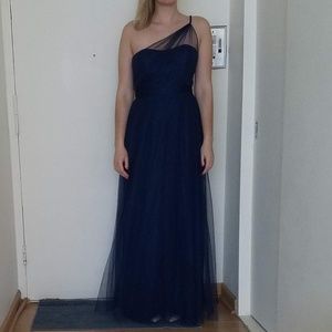 Navy Alfred Angelo One Shoulder Gown